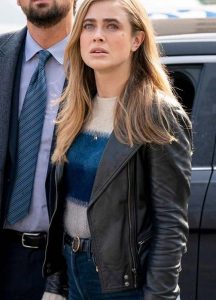 Michaela Stone Manifest Melissa Roxburgh Biker Leather Jacket - Image 4