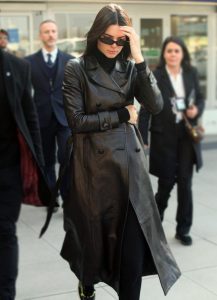 Kendall Jenner Black Lambskin Leather Coat