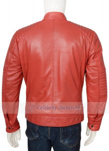 Aiden quilted Red Biker Style Leather Jacket - Image 2