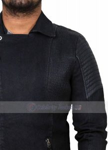 Biker Style Shirt Black Denim Jacket - Image 5