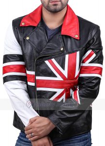 British Flag Biker Leather Jacket for Men