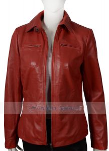 Once Upon a Time Jennifer Morrison Red Real Leather Jacket - Image 4