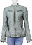 Zipper Pockets with Narrow Belt Leather Jacket