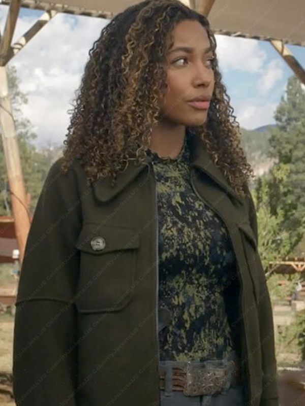 Kylie Bunbury Big Sky Season 3 Cassie Dewell Green Woolen Jacket Big Sky S03 Cassie Dewell Woolen Jacket