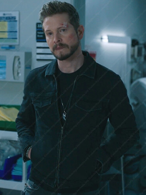 Matt Czuchry The Resident Season 6 Conrad Hawkins Black Denim Jacket The Resident S06 Conrad Hawkins Jacket