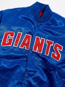 New York Giants Starter Blue Satin Bomber Jacket