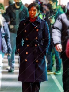 Cynthia Erivo Luther The Fallen Sun DCI Odette Raine Blue Woolen Coat