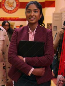 Maitreyi Ramakrishnan Never Have I Ever Season 04 Devi Vishwakumar Maroon Woolen Blazer
