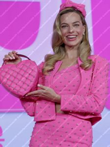 Barbie Movie 2023 Margot Robbie Pink Embellished Cropped Jacket