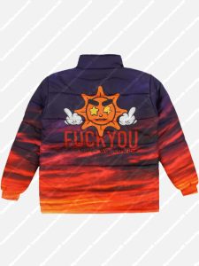 Night Skies Fuck You Graphic Printed Multi-tone Unisex Puffer Jacket