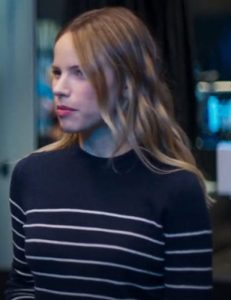 Abby Film The List 2023 Halston Sage Abby Striped Sweater.