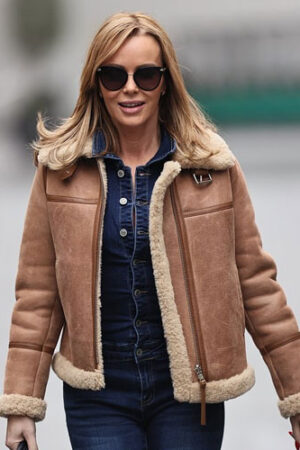 Amanda Holden Brown Shearling Jacket