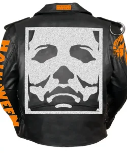 Halloween Black Motorcycle Leather Jacket.