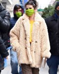 Mabel Tv Series Only Murders In The Building Selena Gomez Beige Fur Coat