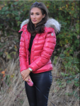 Megan Mckenna Austria Red Moncler Coat
