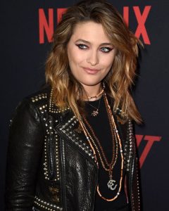 Model Paris Jackson Black Leather Studded Jacket