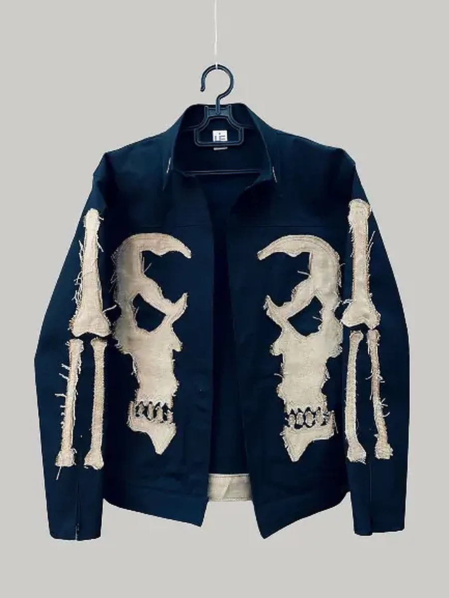 Nicolas Cage Ghost Rider Cosplay Custume Blue Denim Jacket Nicolas Cage Ghost Rider Cosplay Custume Blue Denim Jacket