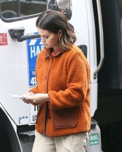 Only Murders In The Building S02 Selena Gomez Orange Wool Jacket.