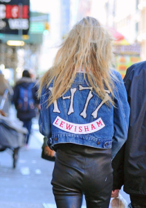Stella Maxwell Street Style Blue Denim Cropped Jacket