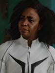 Teyonah Parris The Marvels 2023 Monica Rambeau White Leather Jacket