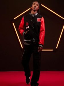 Across The Spider-verse Miles Morales Red & Black Varsity Bomber Jacket.