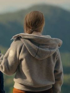 Alexandra Breckenridg Virgin River S05 Oversized Gray Hooded Jacket.