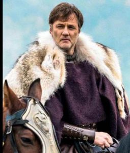 Aulus Britannia David Morrissey Fur Collar Purple Cloak.