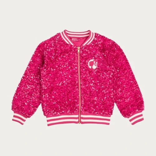 Barbie 2023 Hot Pink Sequin Bomber Jacket Barbie 2023 Hot Pink Sequin Bomber Jacket