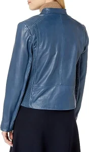 Cole Haan Leather Stand Collar Jacket For Sale.