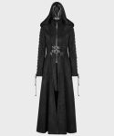 Dark Angel Gothic Black Wool Hooded Trench Coat