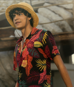 Iñaki Godoy One Piece 2023 Monkey D. Luffy Orange Floral Shirt.