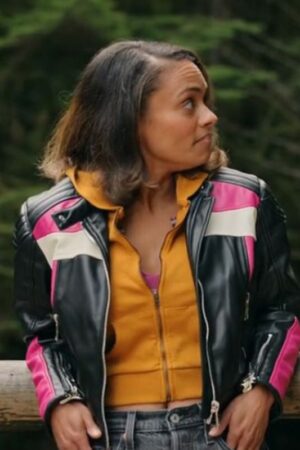 Kandyse Mcclure Virgin River S05 Cropped Biker Jacket.