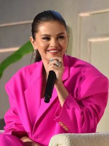 Music + Health Summit 2023 Selena Gomez Suit.