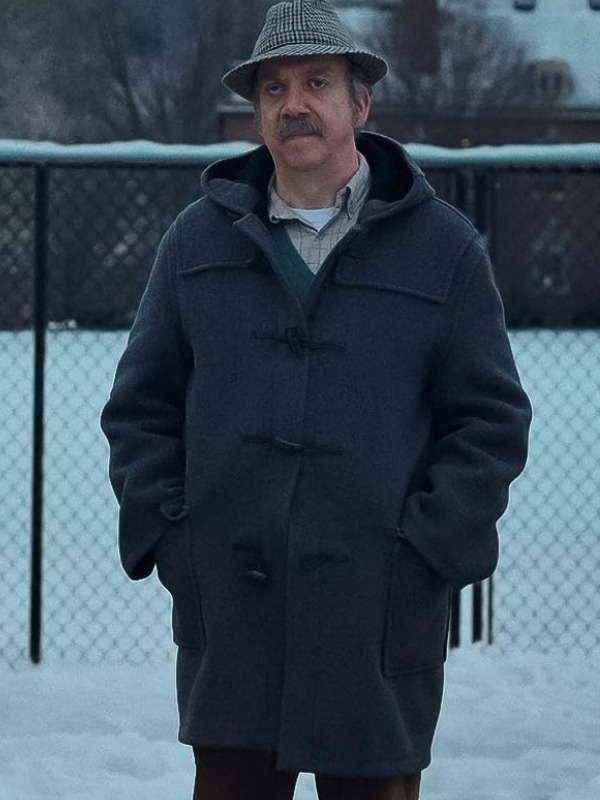 Paul Hunham The Holdovers 2023 Paul Giamatti Black Hooded Coat Paul Hunham The Holdovers 2023 Paul Giamatti Black Hooded Coat