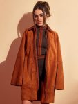 Pj Bottoms 2023 Rachel Sennott Brown Suede Leather Coat