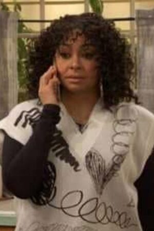Raven Baxter Tv-series Raven’s Home S06 Raven Symone White Scribble Print Sweater Vest.