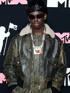 Rema Afrobeats Awards 2023 Distressed Green Bomber Leather Jacket