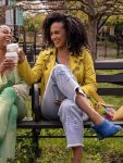 Sondi Tv-series Run The World S02 Corbin Reid Yellow Mini Trench Coat