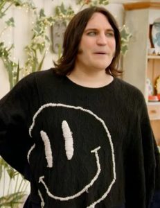 Bake Off 2023 Noel Fielding Smiling Face Oversized Black Sweater.