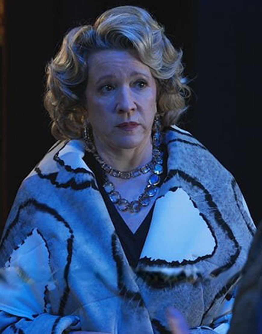 Donna Demeo Only Murders In The Building S03 Linda Emond Printed Wrap Coat Donna Demeo Only Murders In The Building S03 Linda Emond Printed Wrap Coat