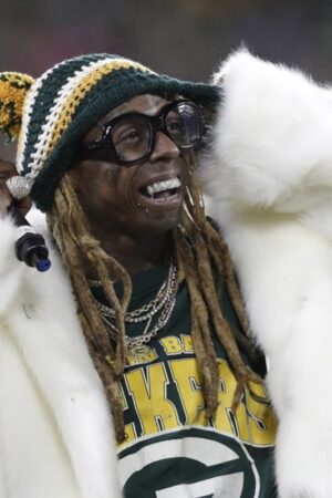 Lil Wayne Green Bay Packers Field Detroit Lions White Jacket.