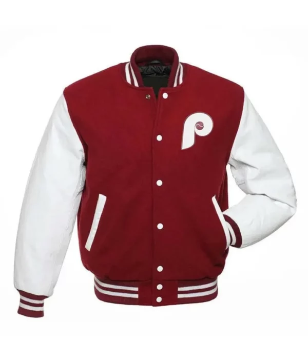 Philadelphia Phillies Varsity Burgundy And White Jacket Philadelphia Phillies Varsity Burgundy And White Jacket
