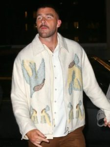 Shop Travis Kelce Beige Corduroy Jacket.