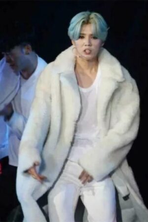 South Korean-chinese Boy Group Singer Luhan White Long Fur Coat