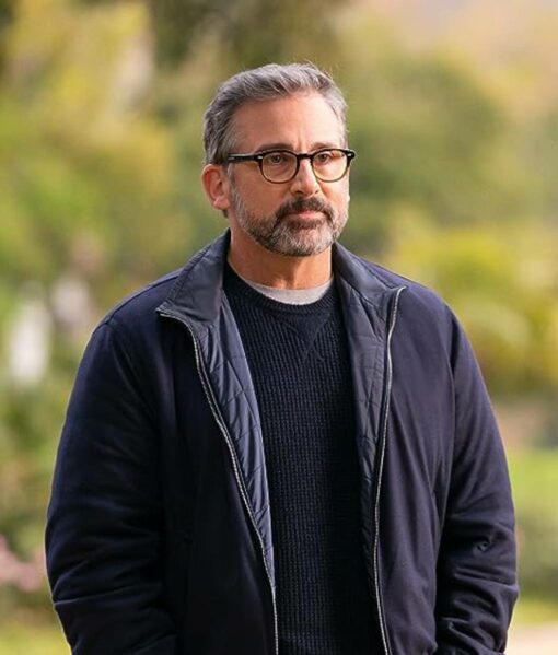 The Morning Show Steve Carell Mitch Kessler Navy Blue Bomber Jacket The Morning Show Steve Carell Mitch Kessler Navy Blue Bomber Jacket