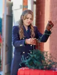 Chelsea Hobbs Navigating Christmas 2023 Melanie Blue Trench Coat