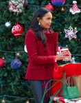 Film Christmas With A Kiss 2023 Mishael Morgan Red Peacoat