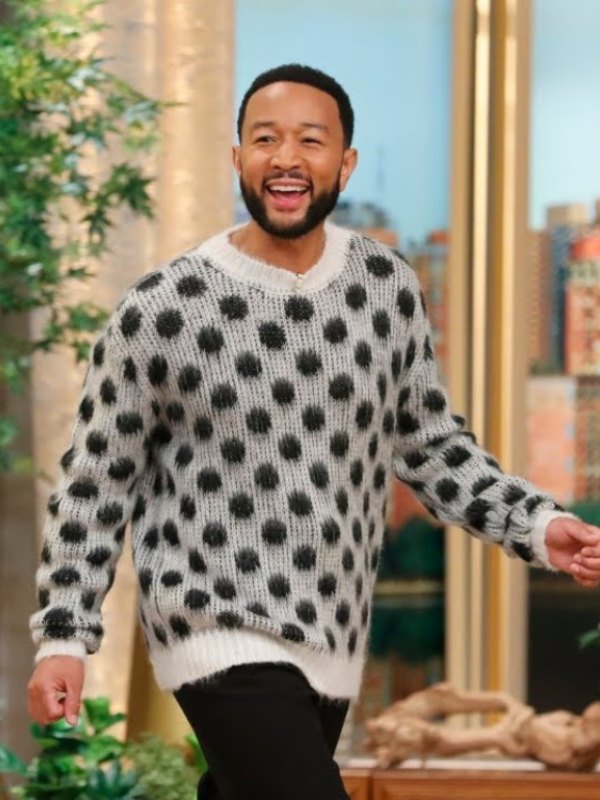 John Legend The View Show 2023 Polka-dot Grey Sweater John Legend The View Show 2023 Polka-dot Grey Sweater