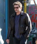 Pedro Pascal Brown Leather Bomber Jacket