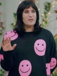 The Great British Bake Off Noel Fielding Purple Smiley Face Jumper Sweater